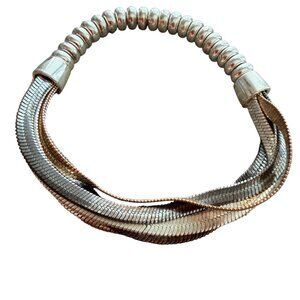 Vintage Nine West Two-Tone Snake Chain Bracelet – Silver & Rose Gold Tone